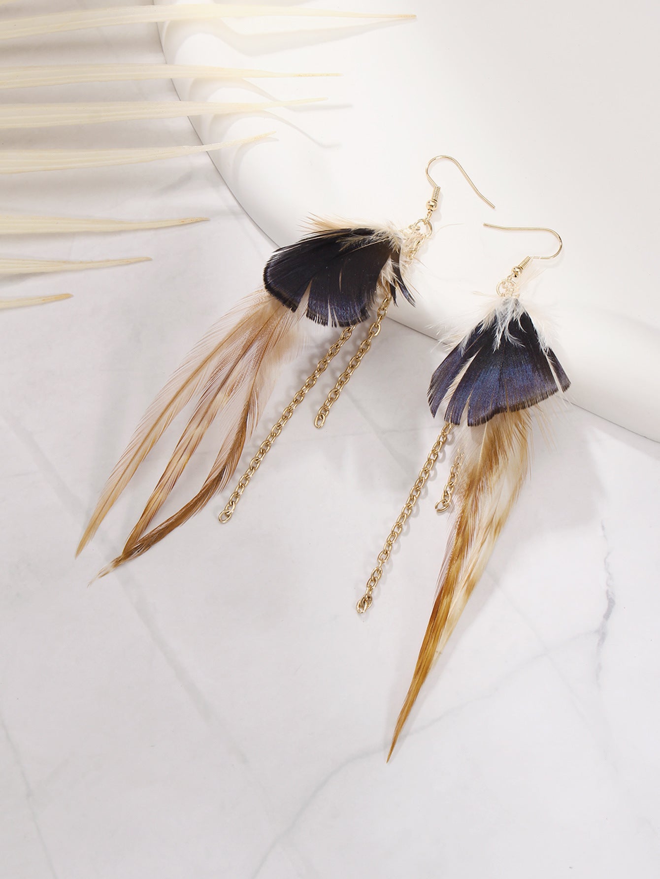 Wholesale Peacock Feather Bohemian Antique Tassel Earrings